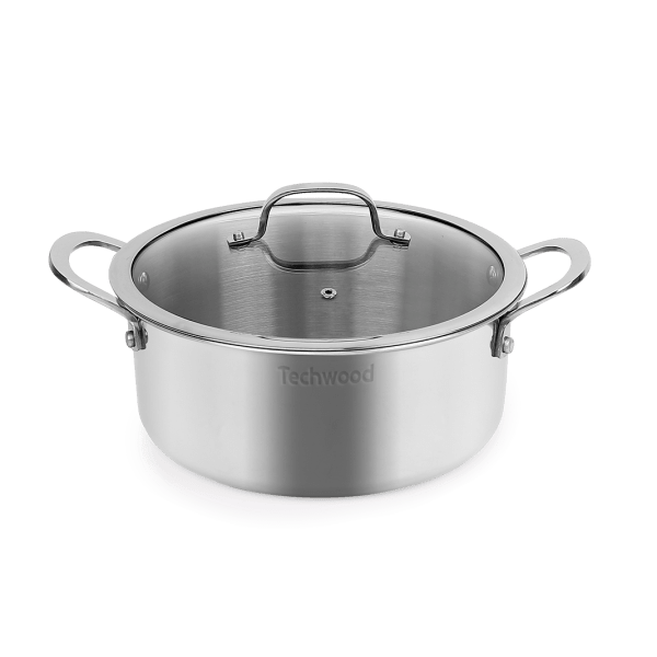 Techwood Casseruola Antiaderente 22 cm in Acciaio Inox – Per Induzione, PFOA Free