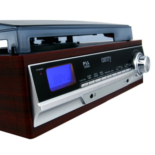 Giradischi Vinili 3 Velocità con Radio FM AM, Display LCD e Sveglia Camry