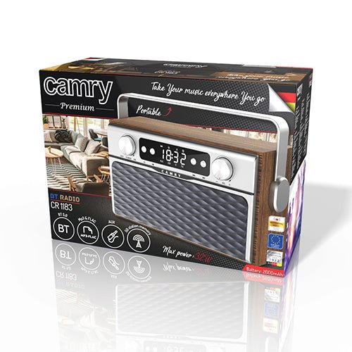 Radio Portatile Bluetooth FM con USB, Micro SD, AUX e Display LCD Camry