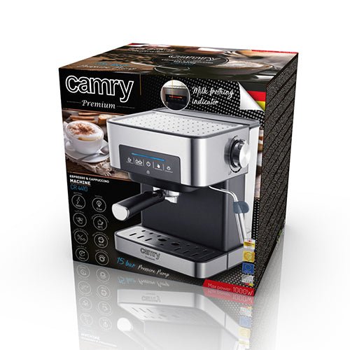 Camry Macchina per Caffè Espresso 15 Bar 1,6L – Montalatte, Pannello Touch