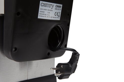Camry Friggitrice ad Olio 3L 2000W in Acciaio Inox – Termostato Regolabile