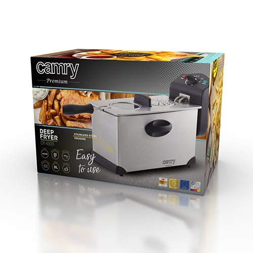 Camry Friggitrice ad Olio 3L 2000W in Acciaio Inox – Termostato Regolabile