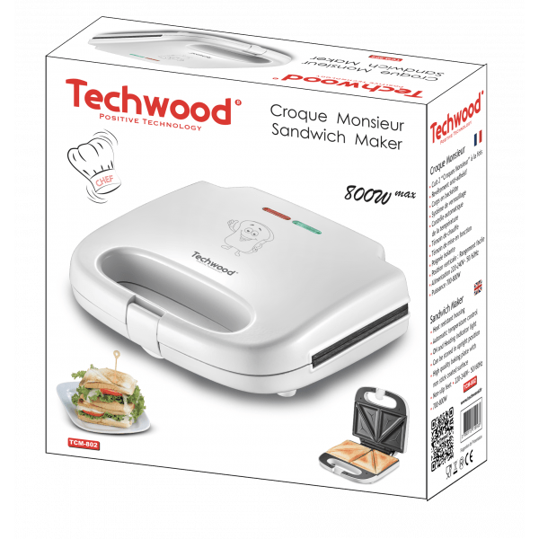 Techwood Tostiera Elettrica per Toast 700-800W – Piastre Antiaderenti, Posizione Verticale, Tostapane