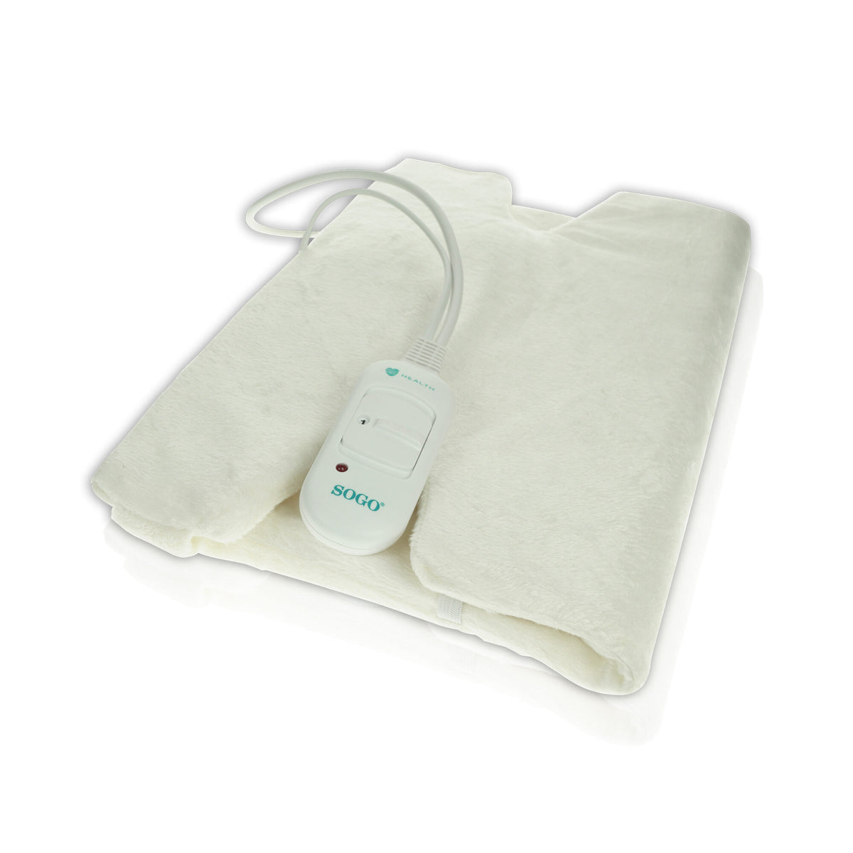 Coperta elettrica riscaldante SOGO in uso su collo e spalle