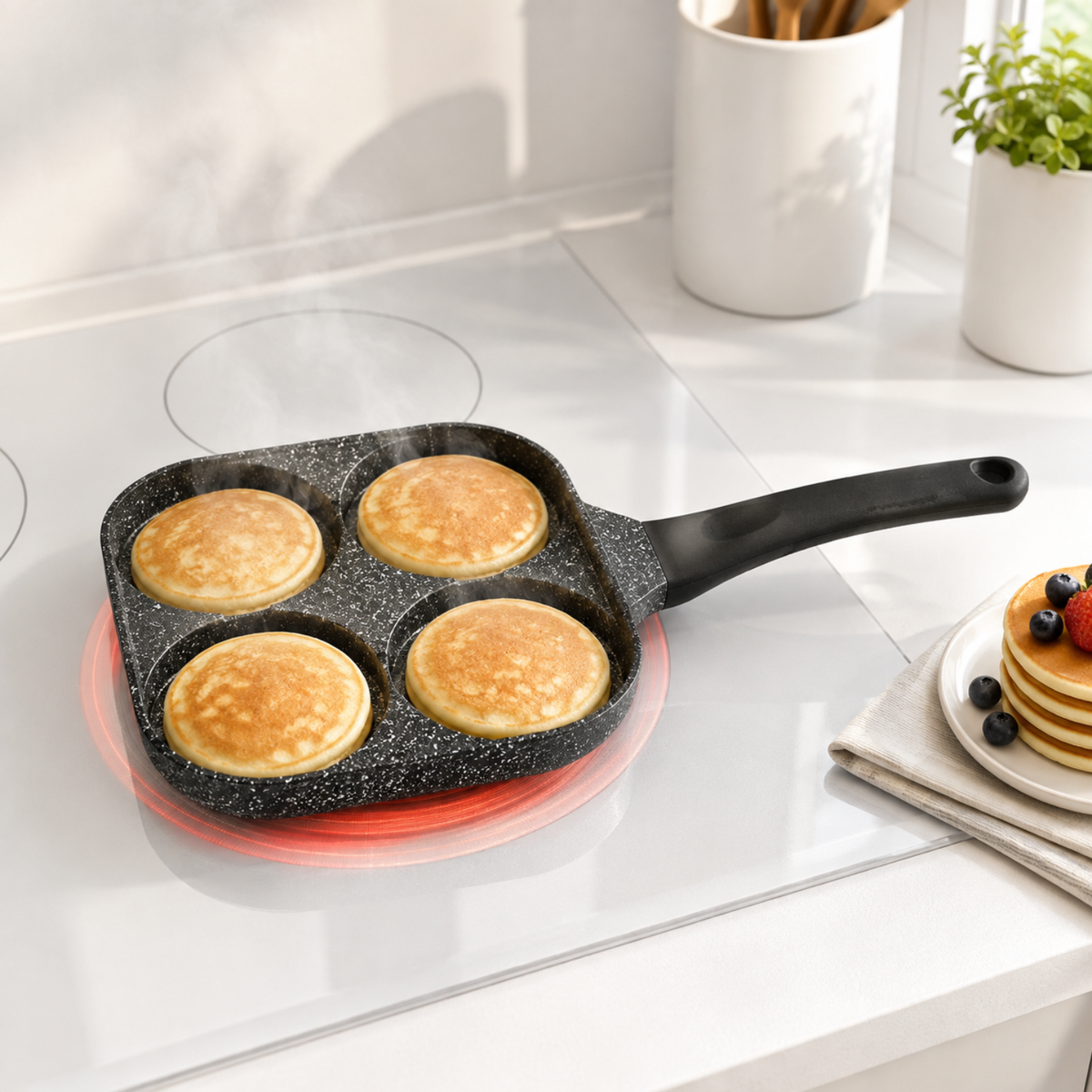 Padella pancake 18x18 cm per induzione - Pietra Lavica GMD