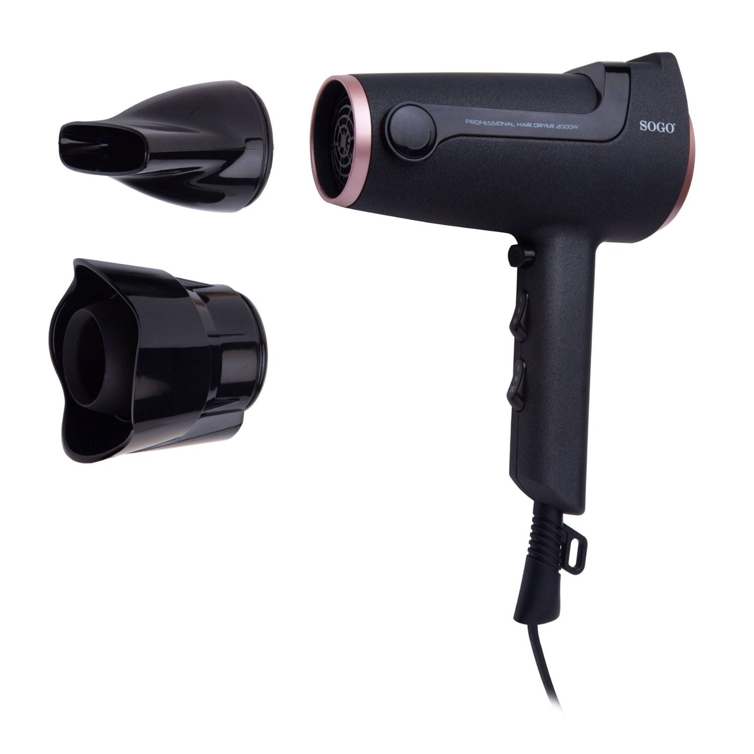 Asciugacapelli da viaggio 1600 W con concentratore compatto Sogo