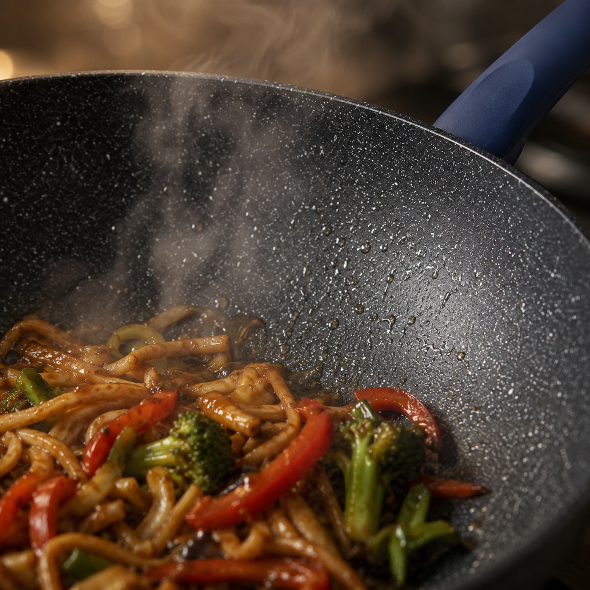 Wok antiaderente 20 cm in alluminio forgiato effetto pietra - Gaia Deluxe GMD