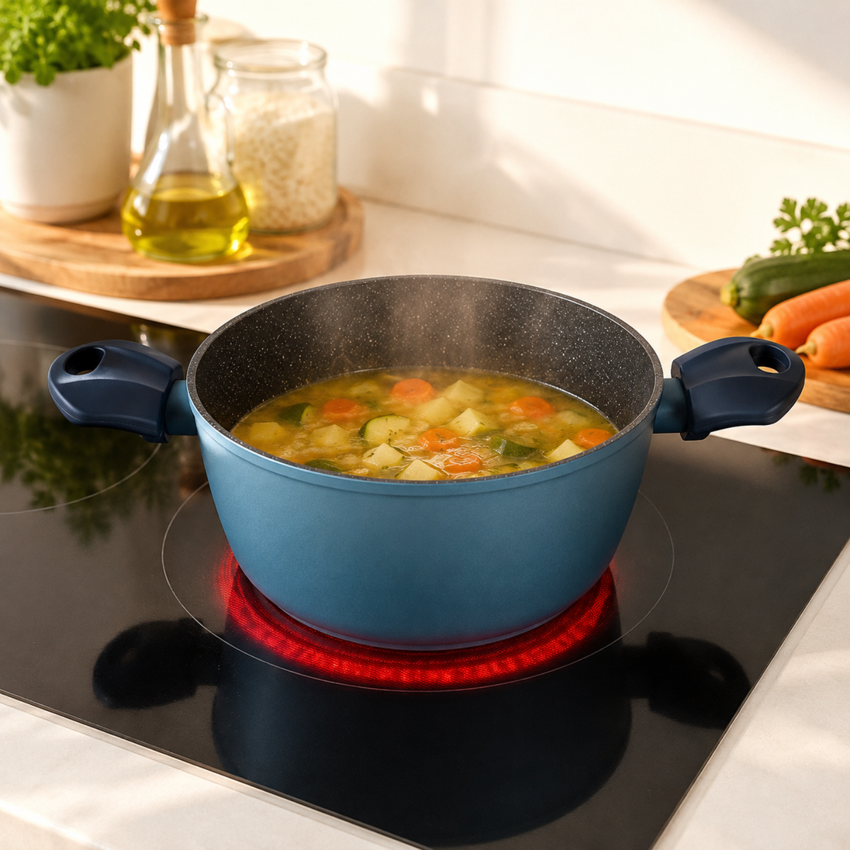 Casseruola antiaderente 20 cm a 2 manici in alluminio forgiato effetto pietra - Gaia Deluxe GMD