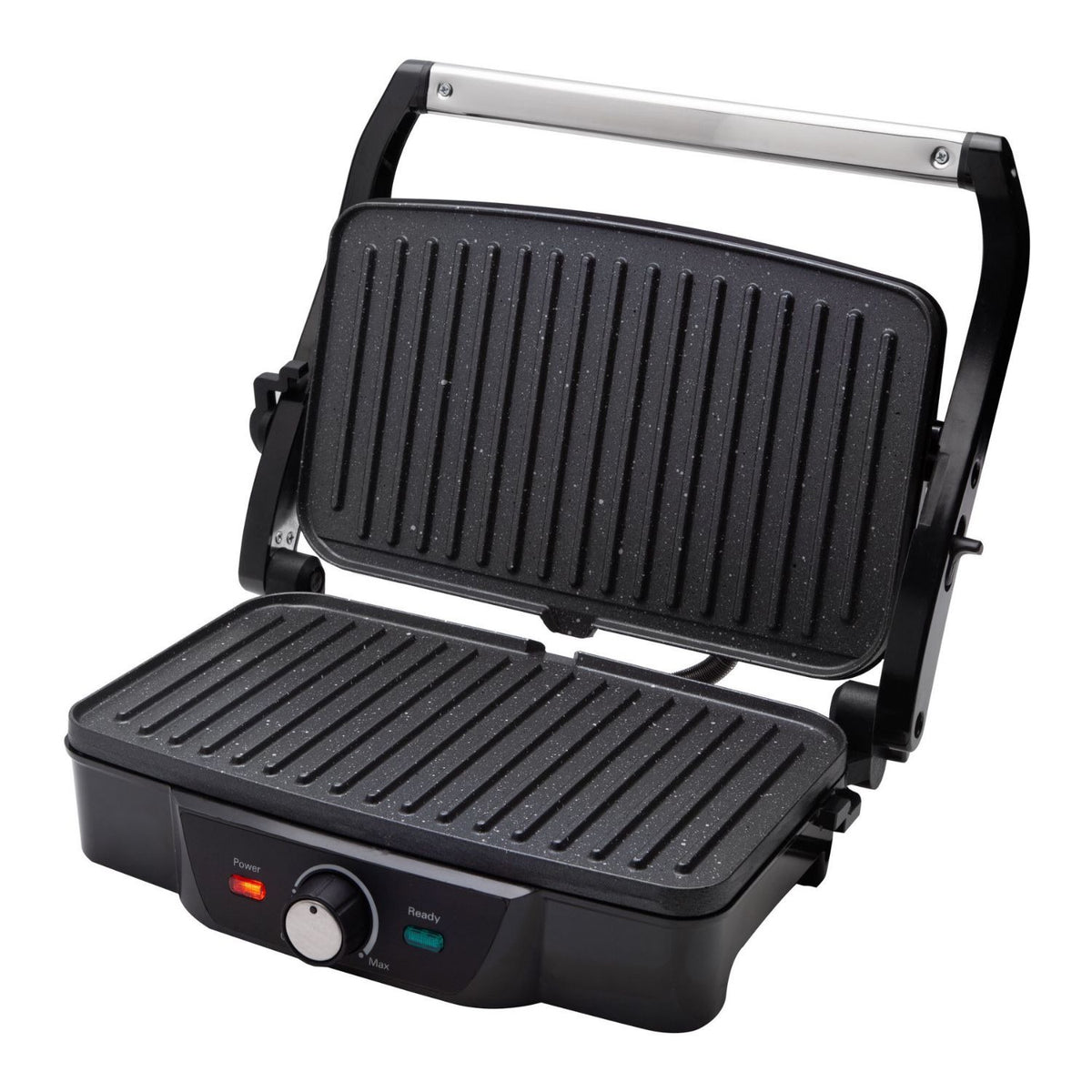 Griglia elettrica per panini 2000W con apertura 180° piastre in ceramica termostato e temporizzatore Sogo
