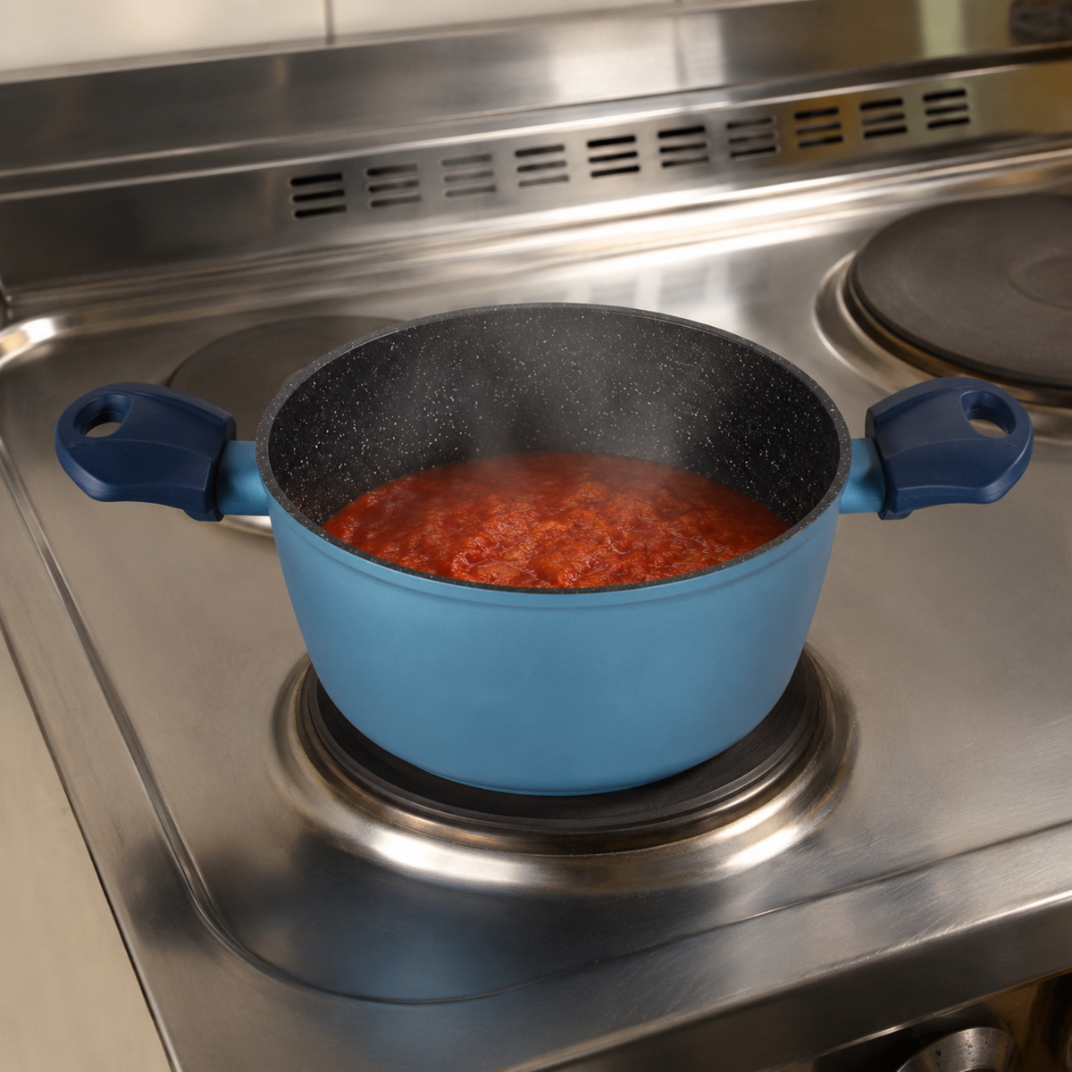 Casseruola antiaderente 20 cm a 2 manici in alluminio forgiato effetto pietra - Gaia Deluxe GMD