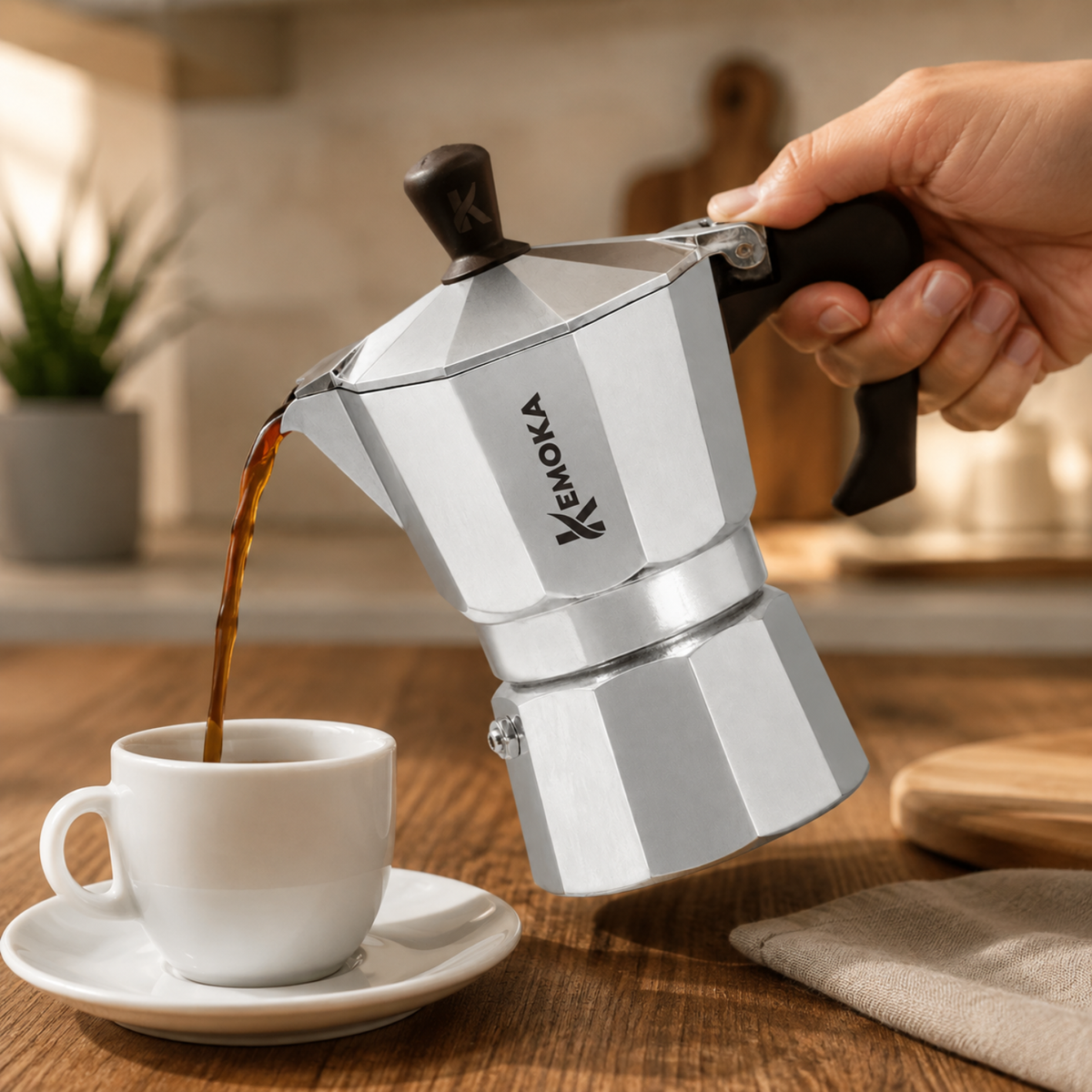 Caffettiera moka 1 tazza in alluminio alimentare - Kemoka GMD