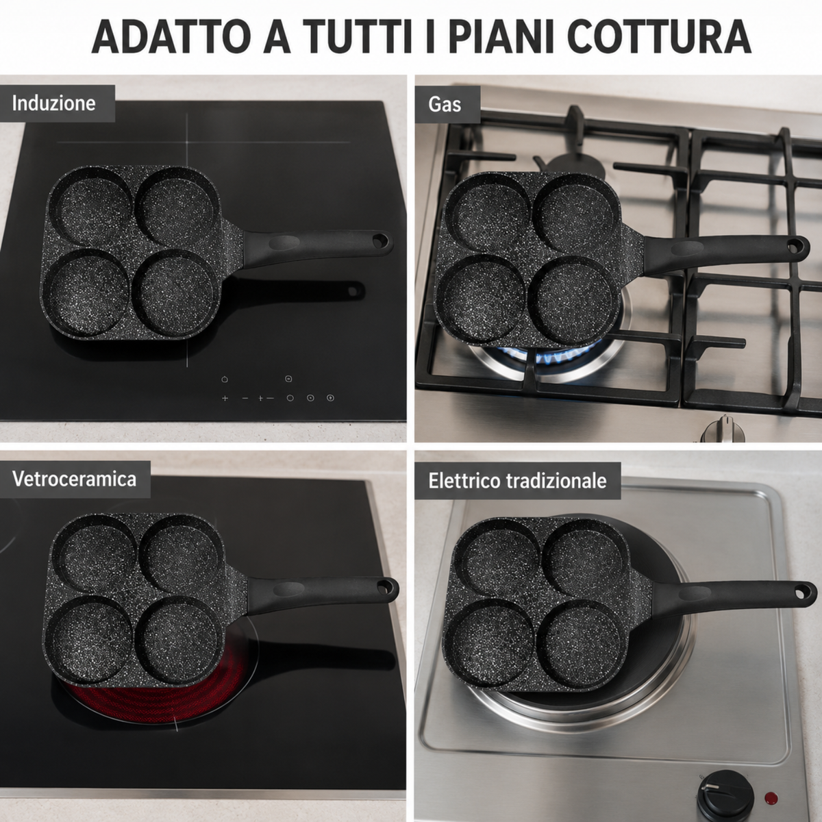 Padella pancake 18x18 cm per induzione - Pietra Lavica GMD
