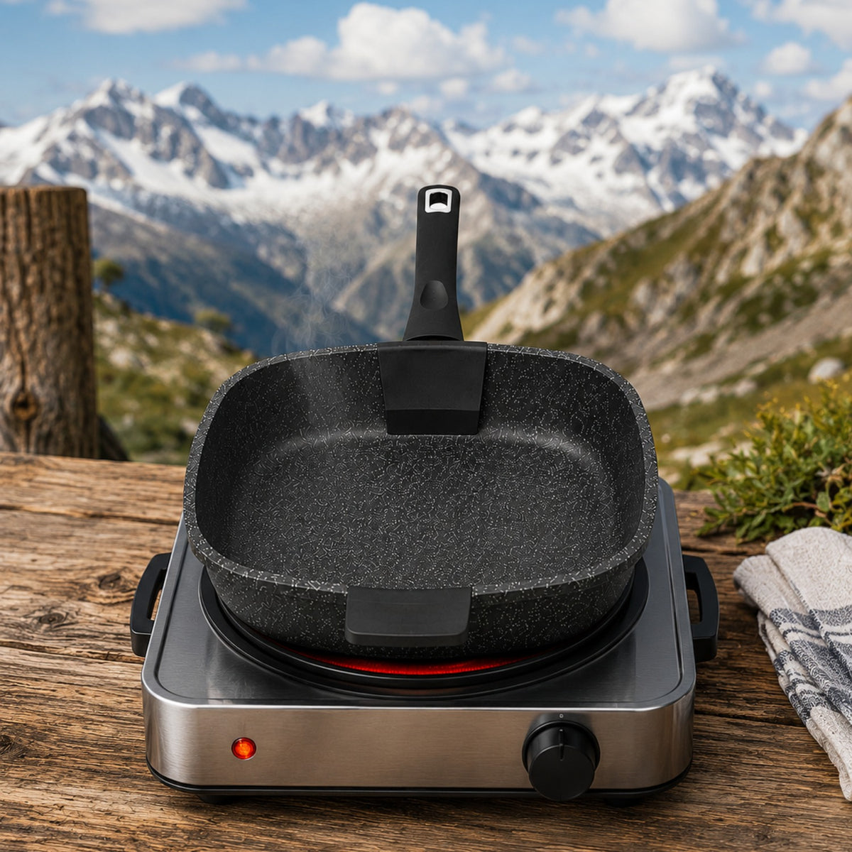Bistecchiera grill antiaderente 28x28 cm in alluminio forgiato effetto pietra - Pietra Lavica GMD