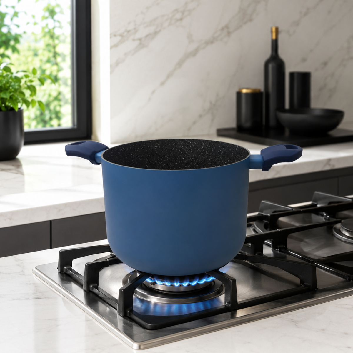 Pentola antiaderente 22 cm a 2 manici in alluminio forgiato effetto pietra - Gaia Deluxe GMD