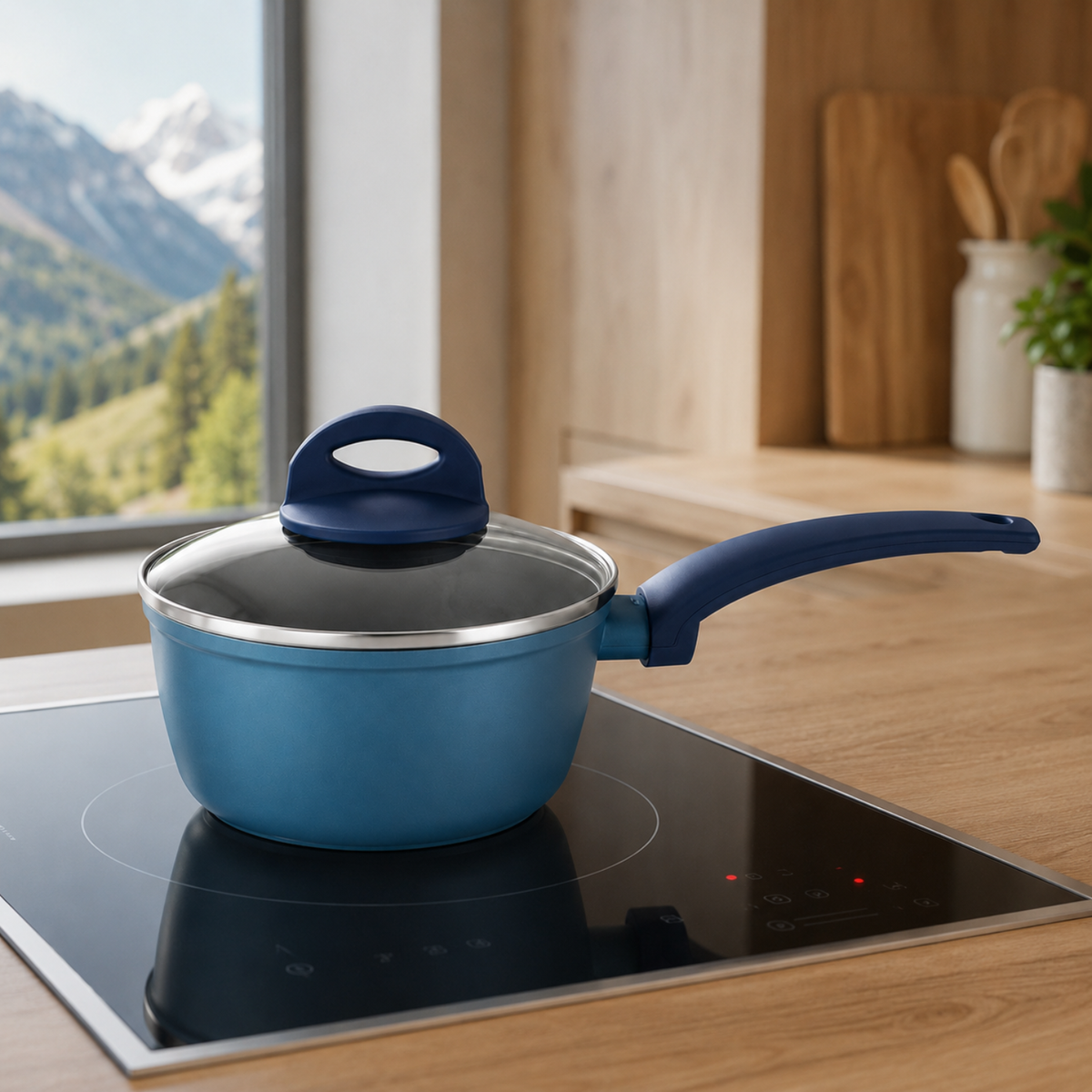 Casseruola antiaderente 16 cm con coperchio in vetro - Gaia Deluxe GMD