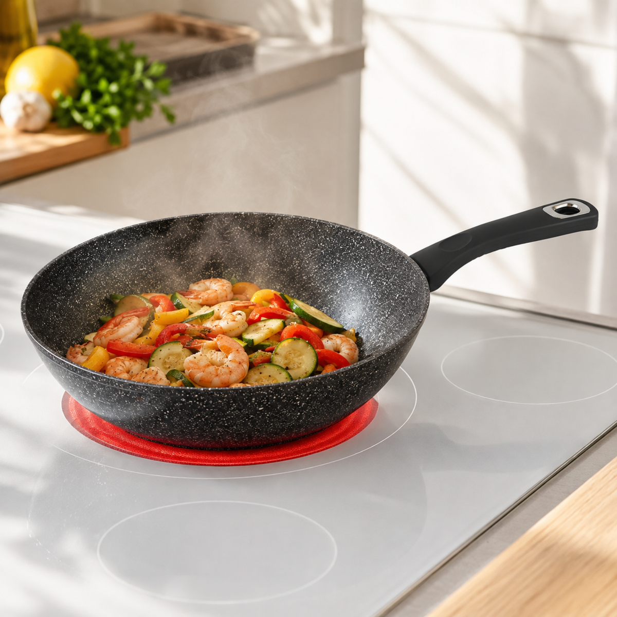 Wok antiaderente 32 cm in alluminio forgiato effetto pietra - Pietra Lavica GMD