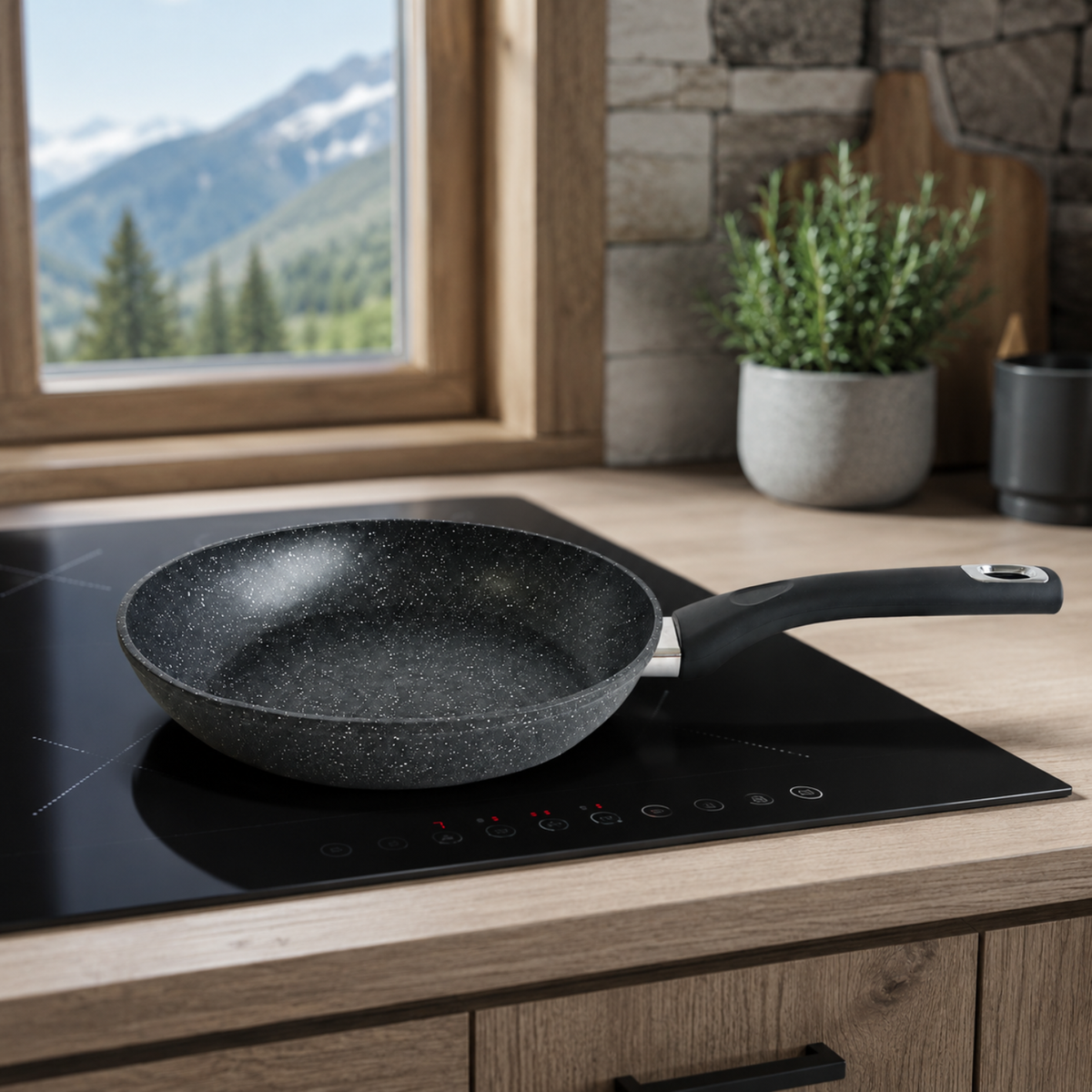 Padella antiaderente 24 cm in alluminio forgiato effetto pietra - Pietra Lavica GMD