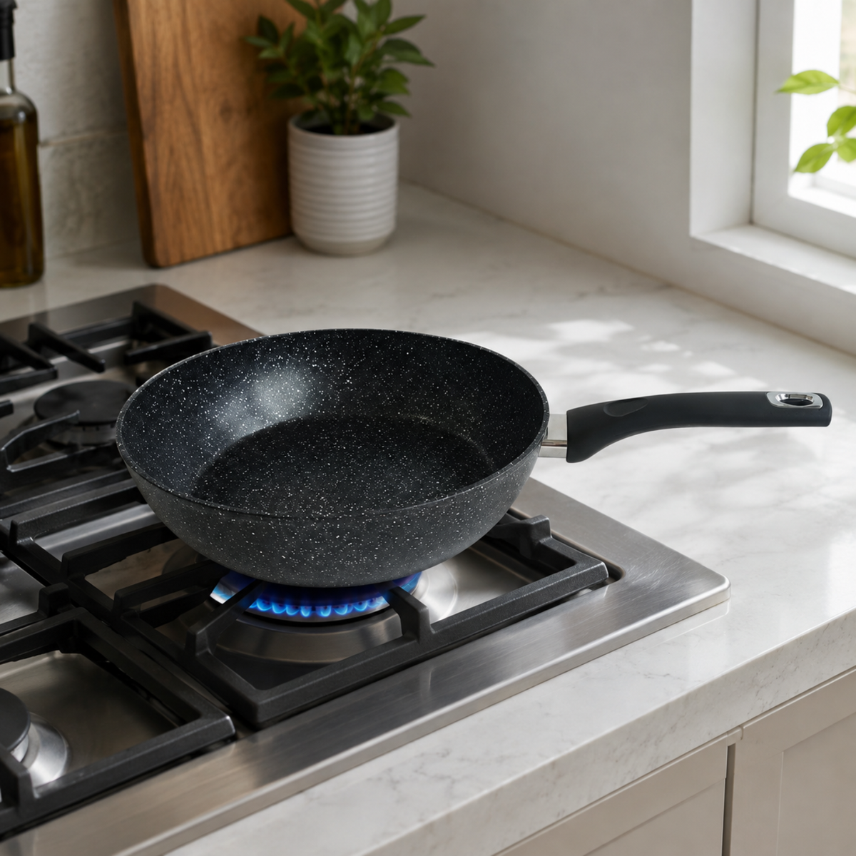 Padella alta antiaderente 32 cm in alluminio forgiato effetto pietra - Pietra Lavica GMD