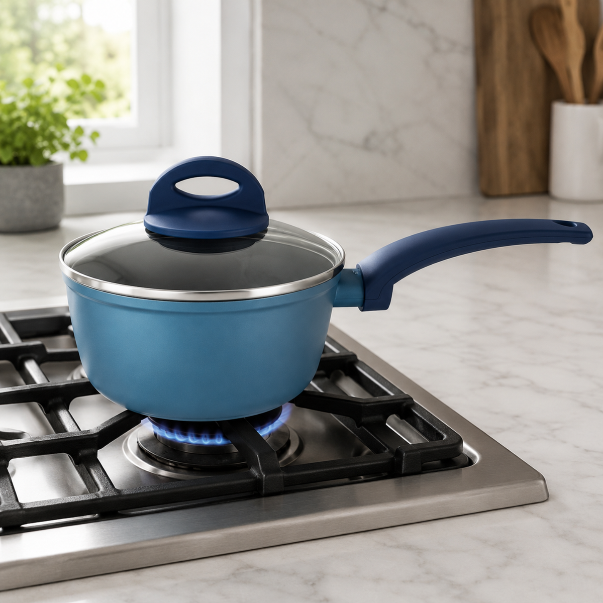 Casseruola antiaderente 16 cm con coperchio in vetro - Gaia Deluxe GMD