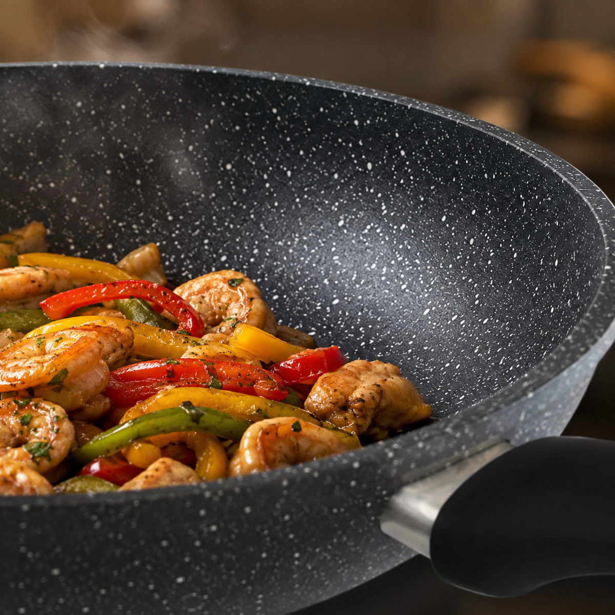 Padella antiaderente 32 cm in alluminio forgiato effetto pietra - Pietra Lavica GMD