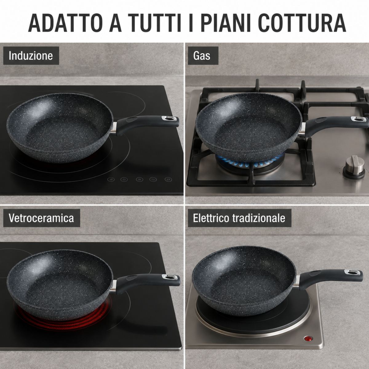 Padella antiaderente 16 cm in alluminio forgiato effetto pietra - Pietra Lavica GMD
