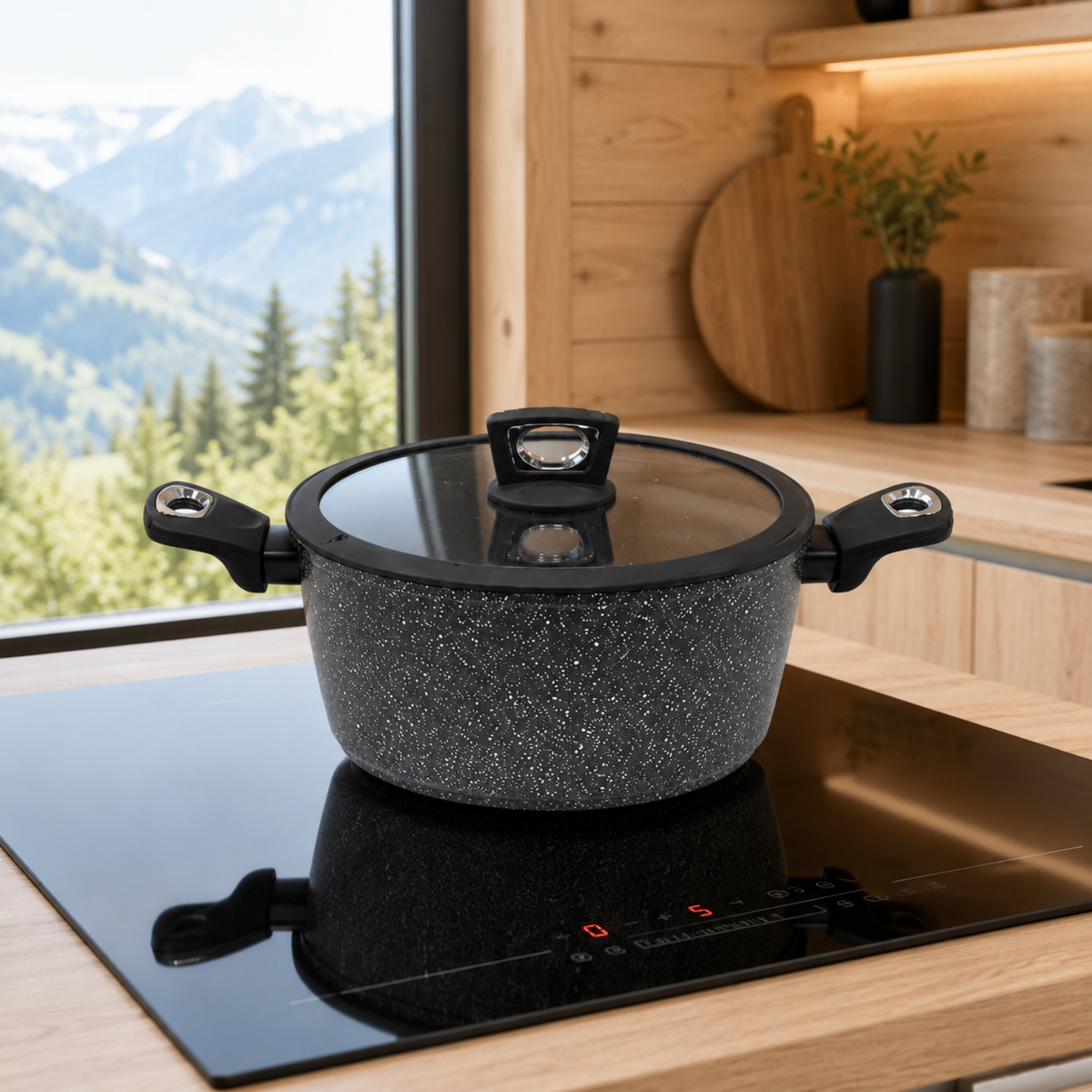 Casseruola 24 cm con coperchio - Pietra Lavica GMD