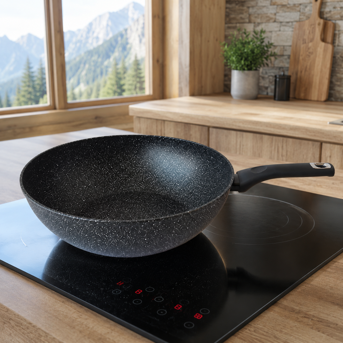 Wok antiaderente 32 cm in alluminio forgiato effetto pietra - Pietra Lavica GMD