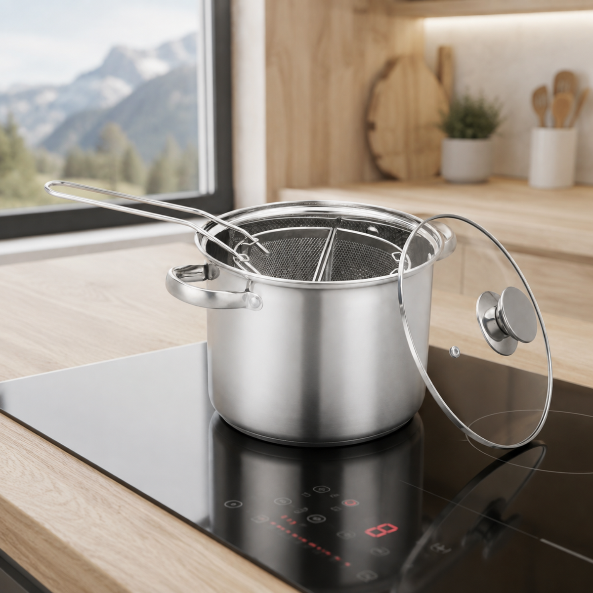 Pentola cuocipasta 22 cm con 2 spicchi in acciaio inox 18/10 - Divinox GMD