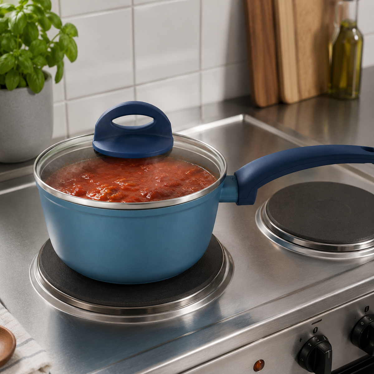 Casseruola antiaderente 16 cm con coperchio in vetro - Gaia Deluxe GMD