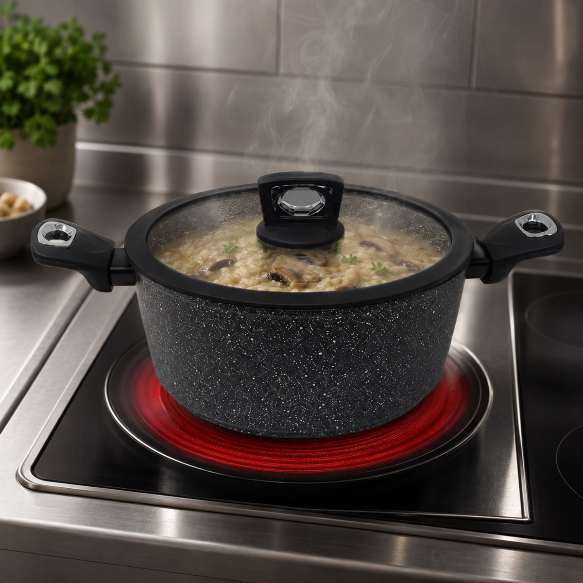 Casseruola 24 cm con coperchio - Pietra Lavica GMD