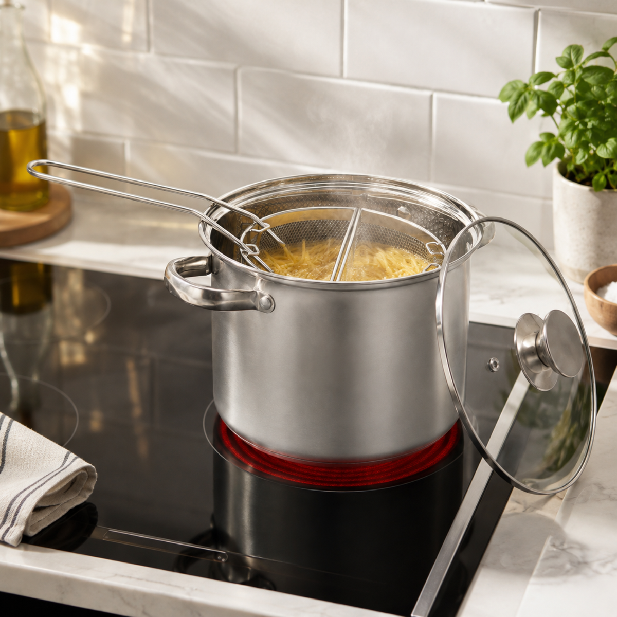 Pentola cuocipasta 22 cm con 2 spicchi in acciaio inox 18/10 - Divinox GMD