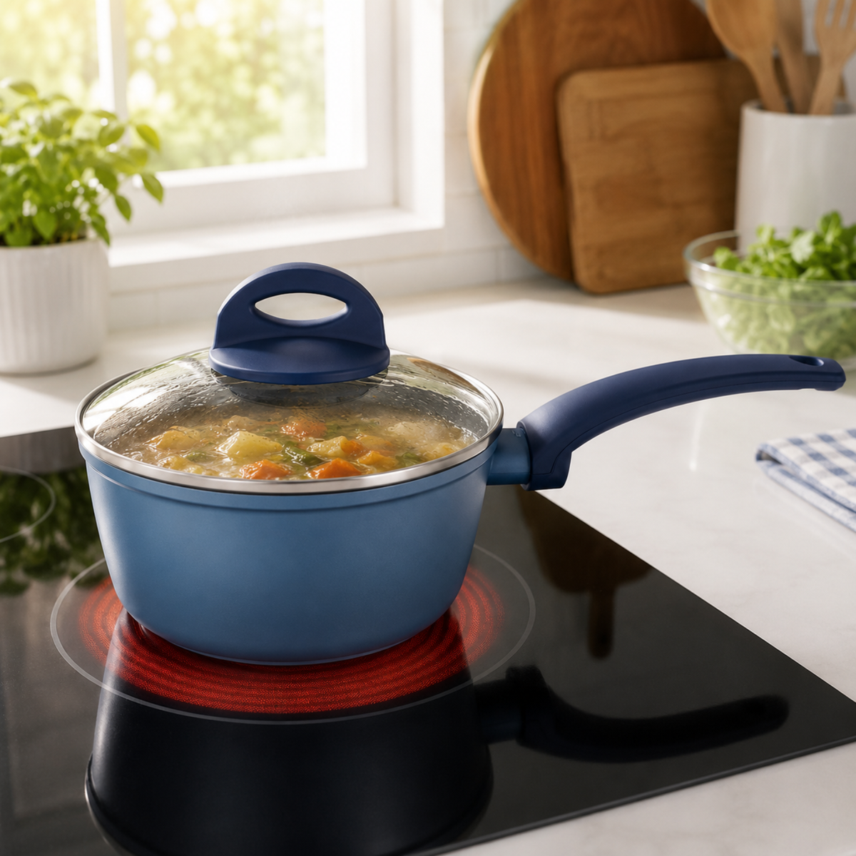 Casseruola antiaderente 16 cm con coperchio in vetro - Gaia Deluxe GMD