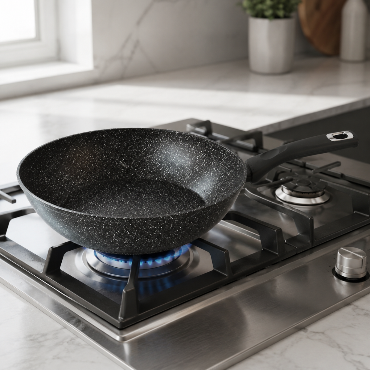 Wok antiaderente 32 cm in alluminio forgiato effetto pietra - Pietra Lavica GMD