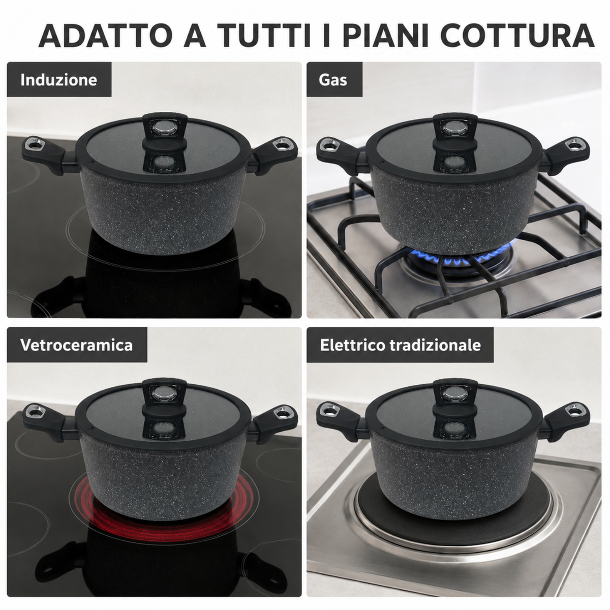 Casseruola 24 cm con coperchio - Pietra Lavica GMD