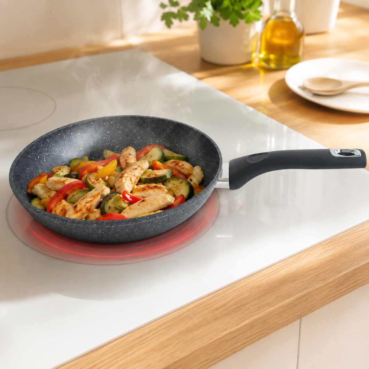 Padella antiaderente 24 cm in alluminio forgiato effetto pietra - Pietra Lavica GMD