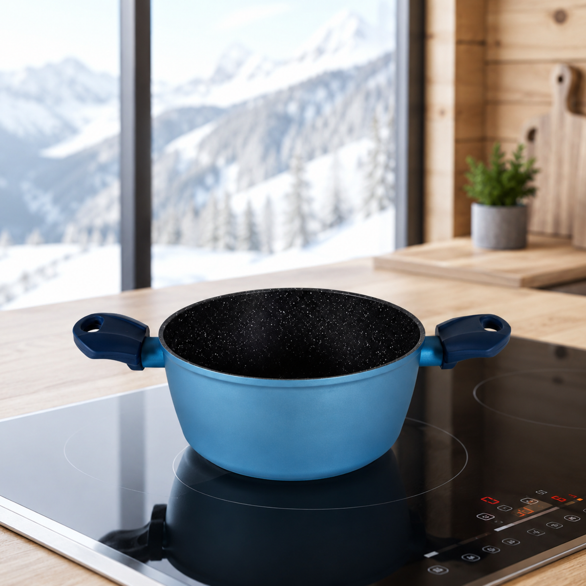 Casseruola antiaderente 20 cm a 2 manici in alluminio forgiato effetto pietra - Gaia Deluxe GMD