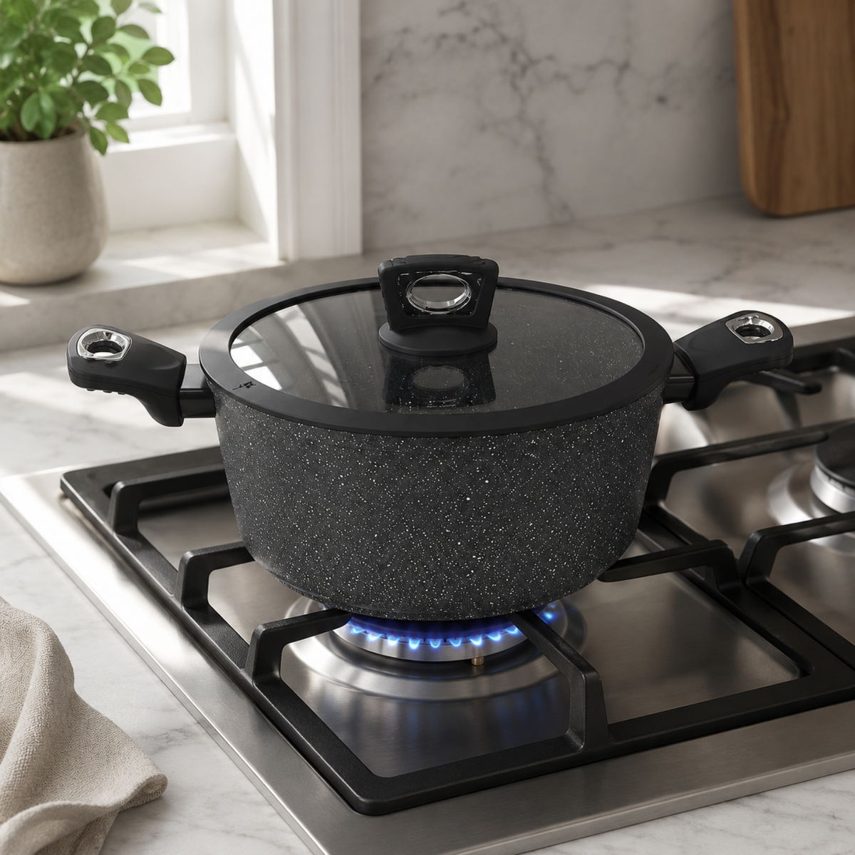 Casseruola 24 cm con coperchio - Pietra Lavica GMD