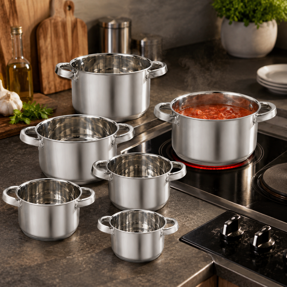 Set 5 casseruole in acciaio inox 18/10 da 12 a 20 cm - Divinox GMD