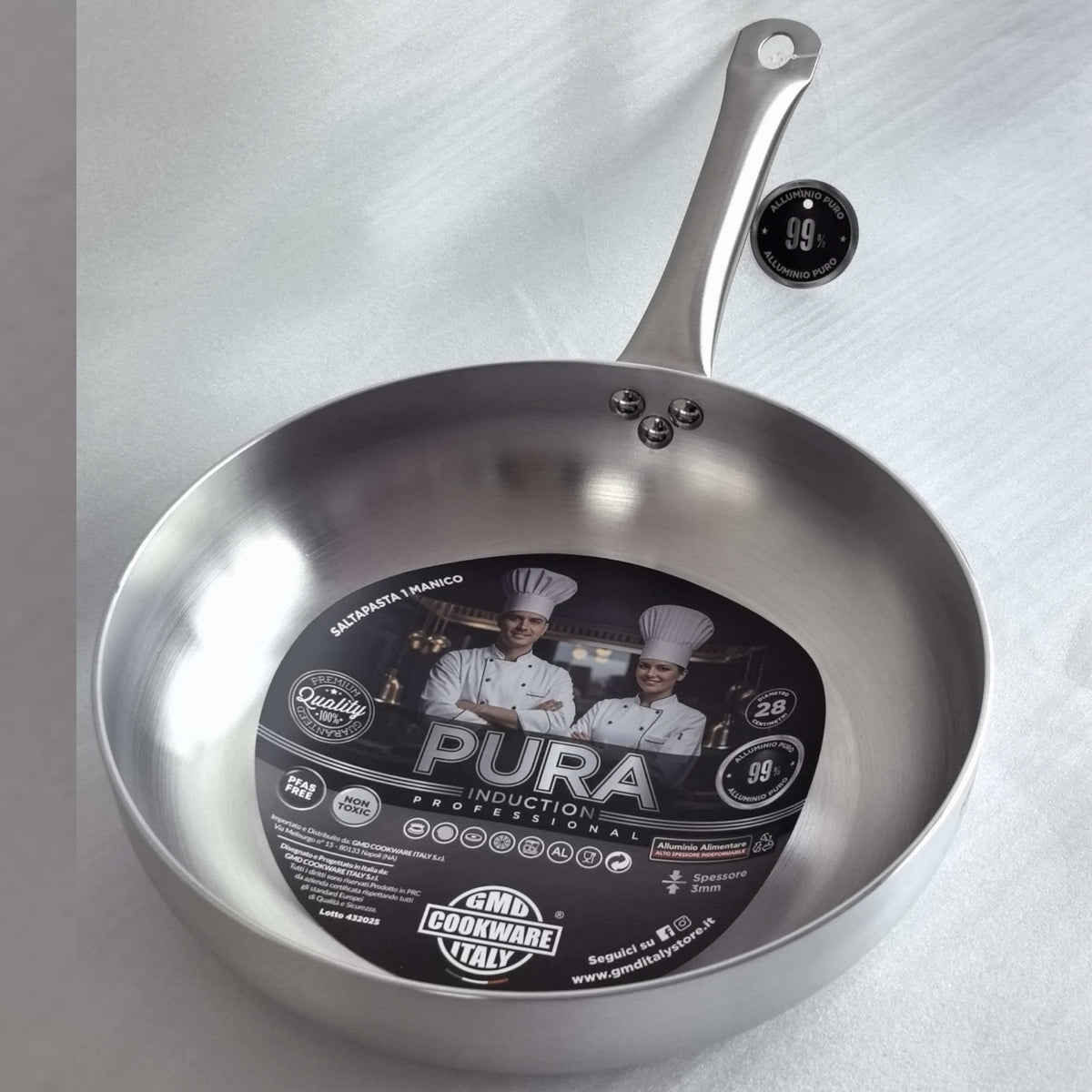 Saltapasta in alluminio puro senza rivestimento 26 cm - Pura GMD