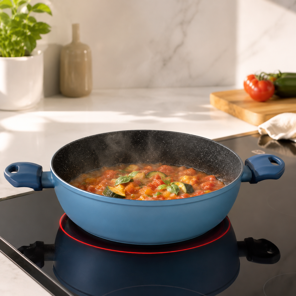 Tegame antiaderente 32 cm a 2 manici in alluminio forgiato effetto pietra - Gaia Deluxe GMD