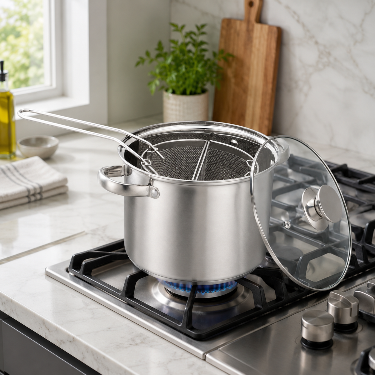 Pentola cuocipasta 22 cm con 2 spicchi in acciaio inox 18/10 - Divinox GMD