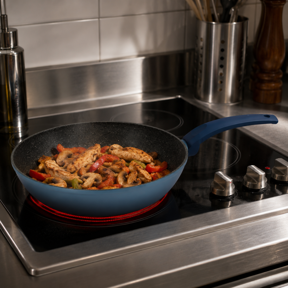 Padella antiaderente 24 cm in alluminio forgiato effetto pietra - Gaia Deluxe GMD
