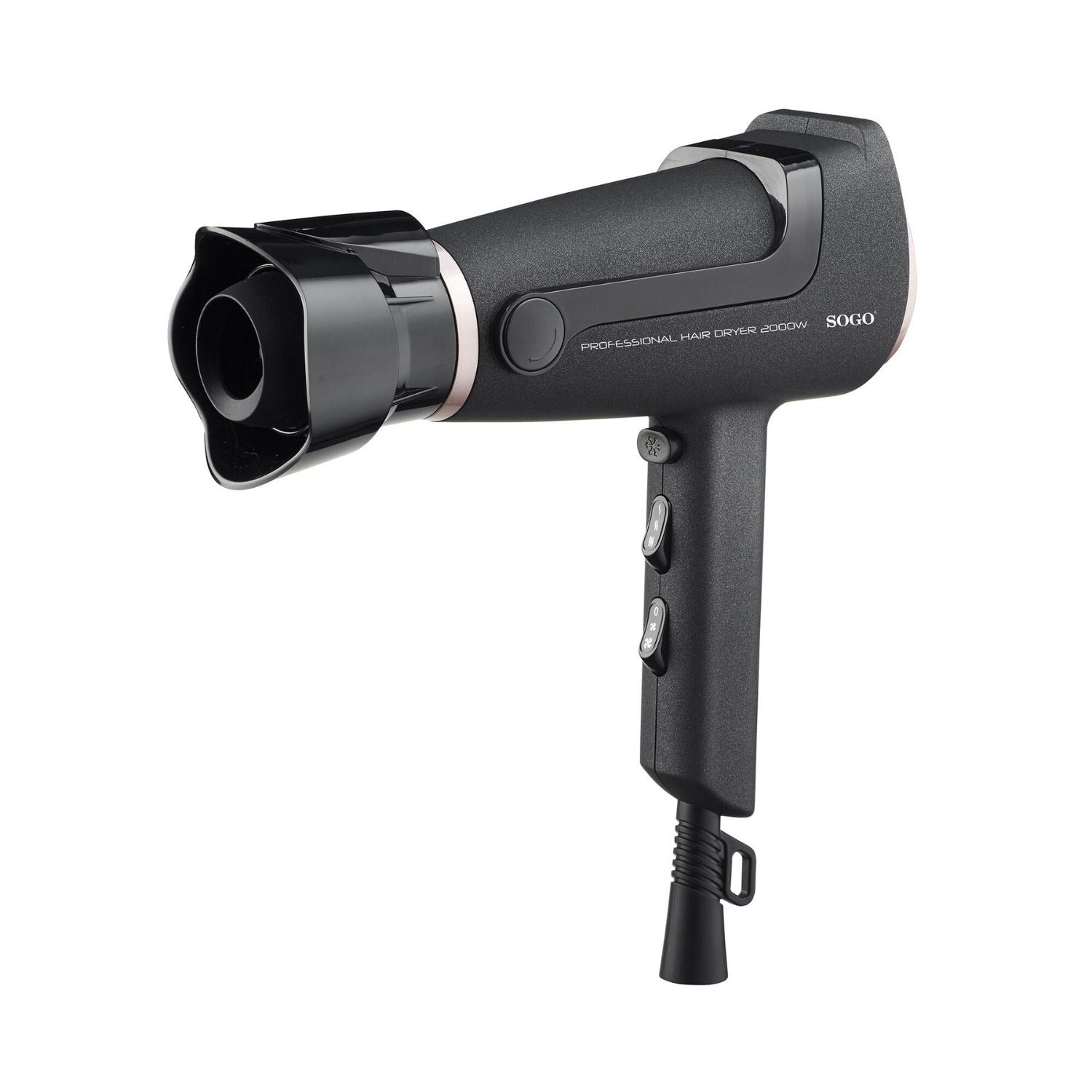 Asciugacapelli digitale 2200W con schermo LED 6 velocità 8 temperature aria fredda concentratore e diffusore Sogo