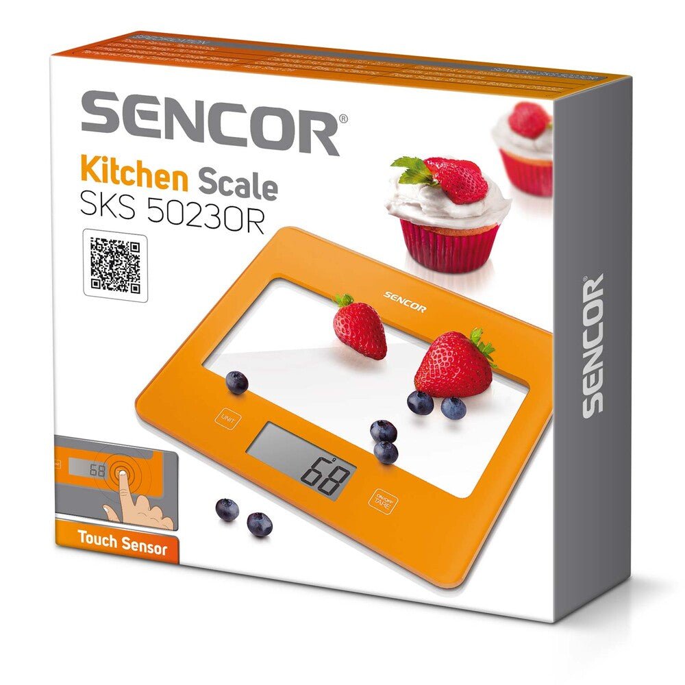 Bilancia da Cucina Digitale in Vetro 5 Kg Precisione 1 g Touch con Tara Sencor Arancione