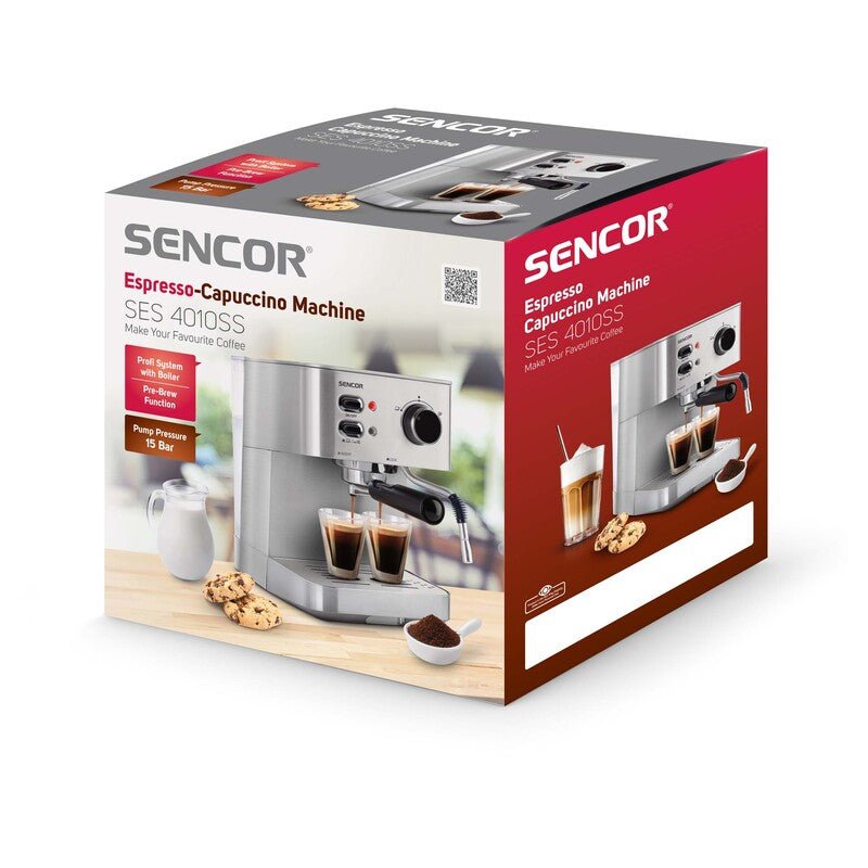 Macchina da caffè espresso e cappuccino 15 bar 1050W 1,5 L acciaio inox con lancia vapore Sencor