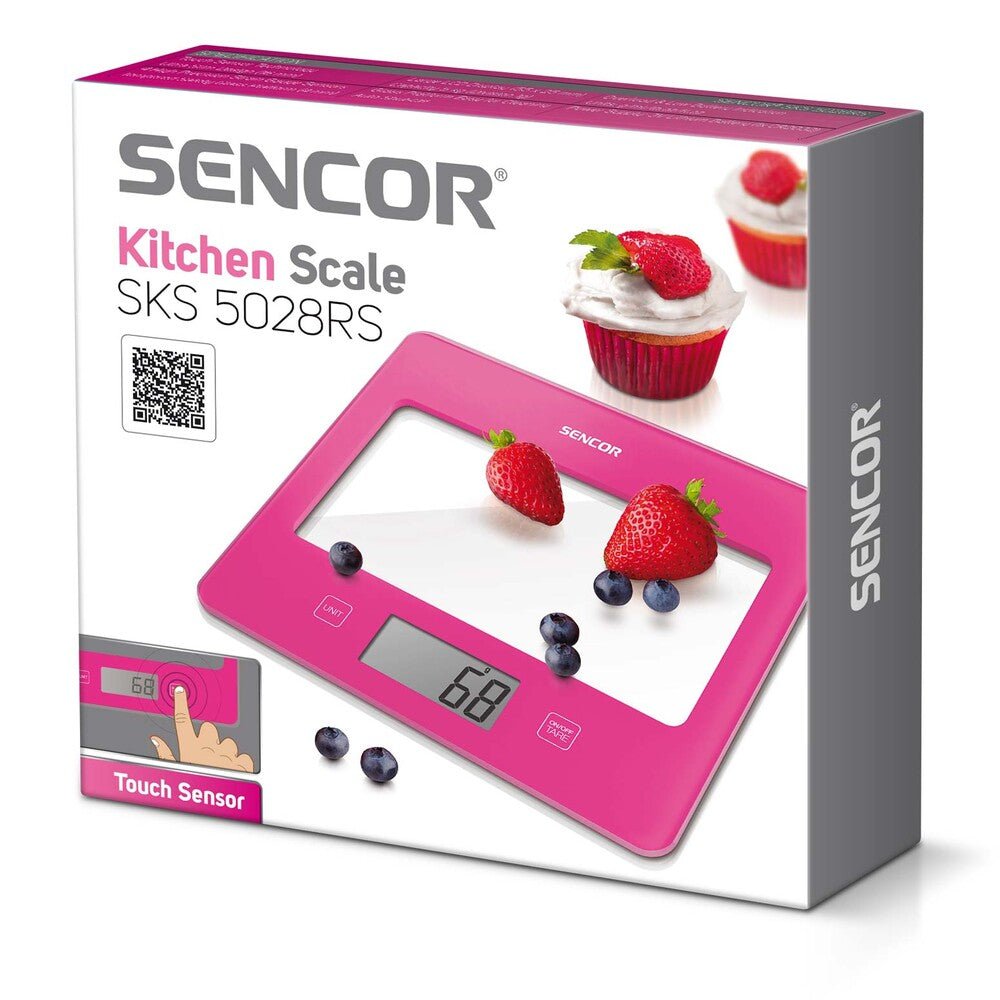 Bilancia da Cucina Digitale in Vetro 5 Kg Precisione 1 g Touch con Tara Sencor Rosa