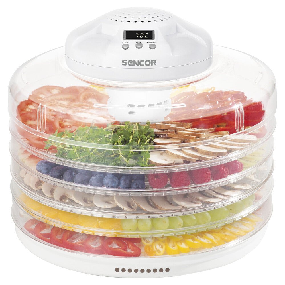 Essiccatore per Alimenti 5 Vassoi 350 W con Timer e Temperatura Regolabile Sencor Bianco