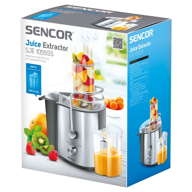 Centrifuga per Frutta e Verdura 800 W in Acciaio Inox 2 Velocità Bocca Larga 75 mm Sencor