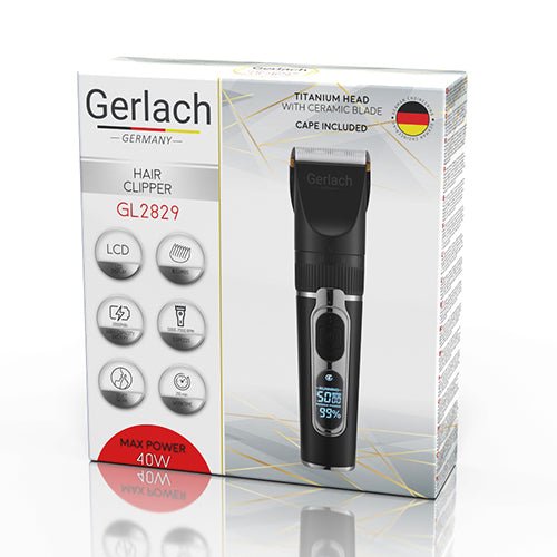Gerlach Tagliacapelli con e Senza Filo – Lama Titanio e Ceramica, LCD, 8 Pettini
