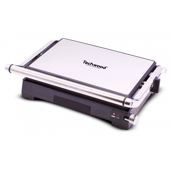 Techwood Grill Elettrico 180° 2000W – Piastre Antiaderenti, Altezza Regolabile, Contactless Grill